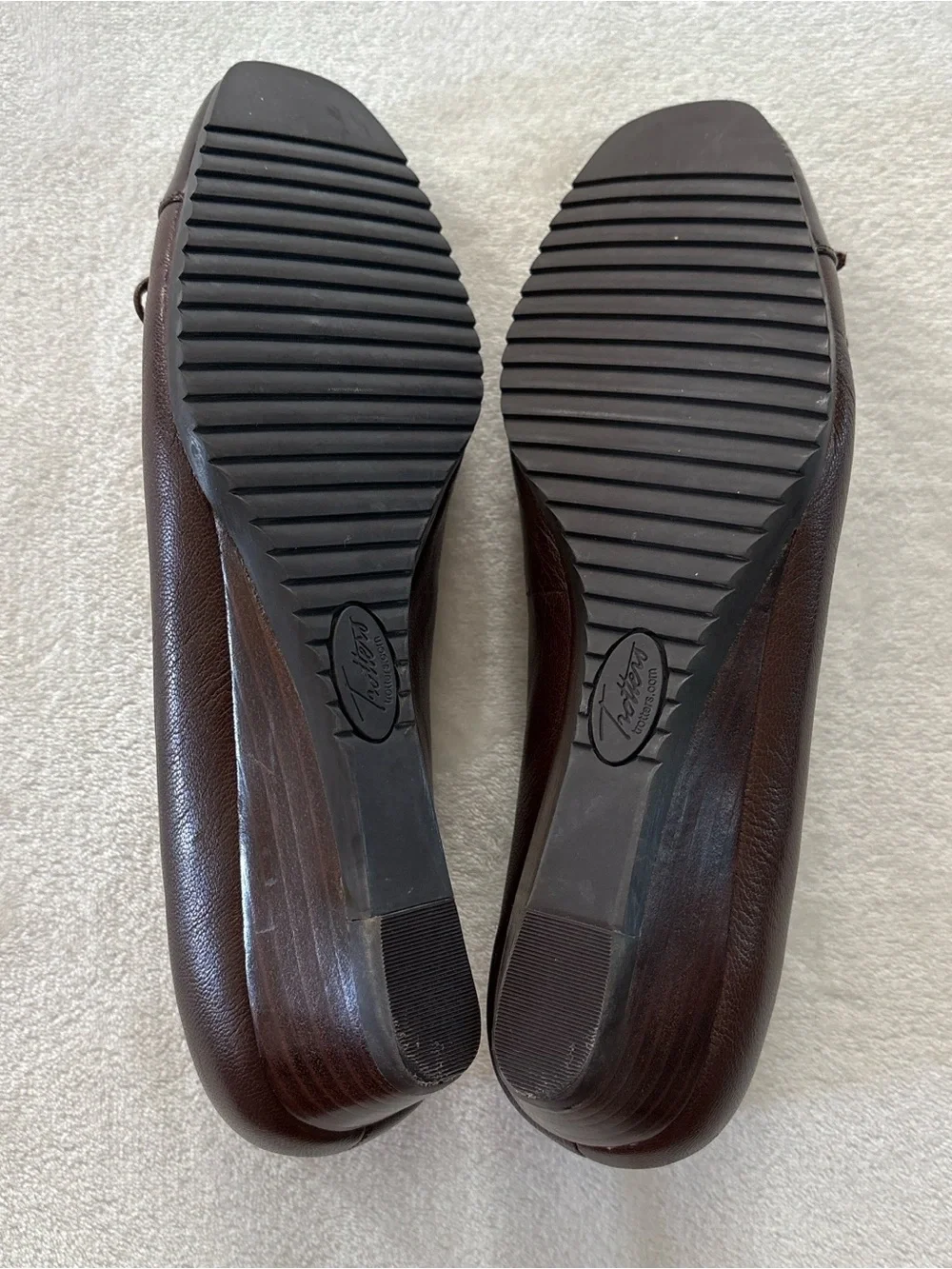 Vintage Y2K Trotters Brown Leather Wedge Pump Ballet Shoes W8